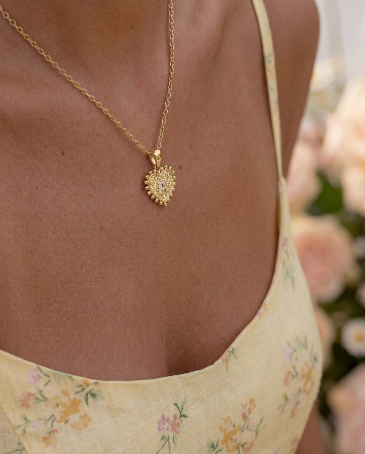 Heart Pavé Initial Necklace
